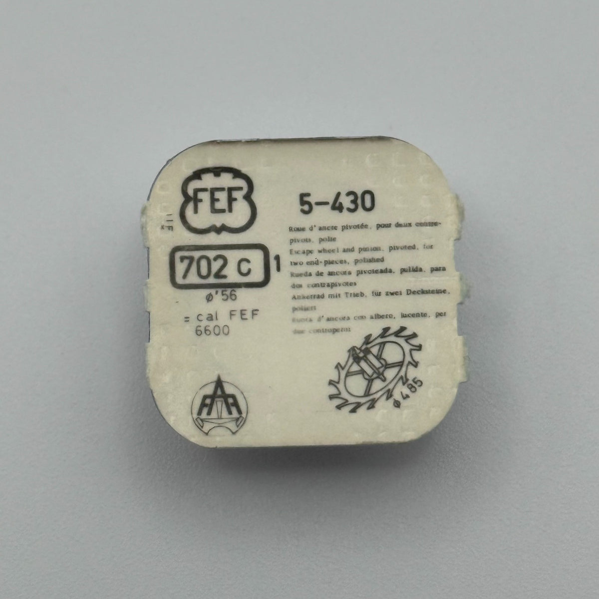 FEF 430 Escape Wheel & Pinion - 5 - 702 - New Old Stock - Watch Parts