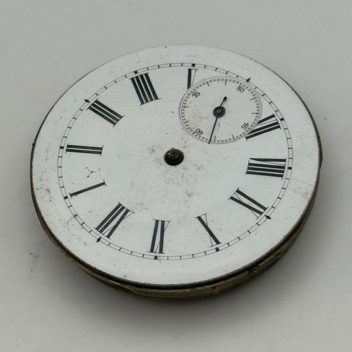 Antique Key Wound Roman Numerals Pocket Watch Movement Dial Parts Repair 47.5mm