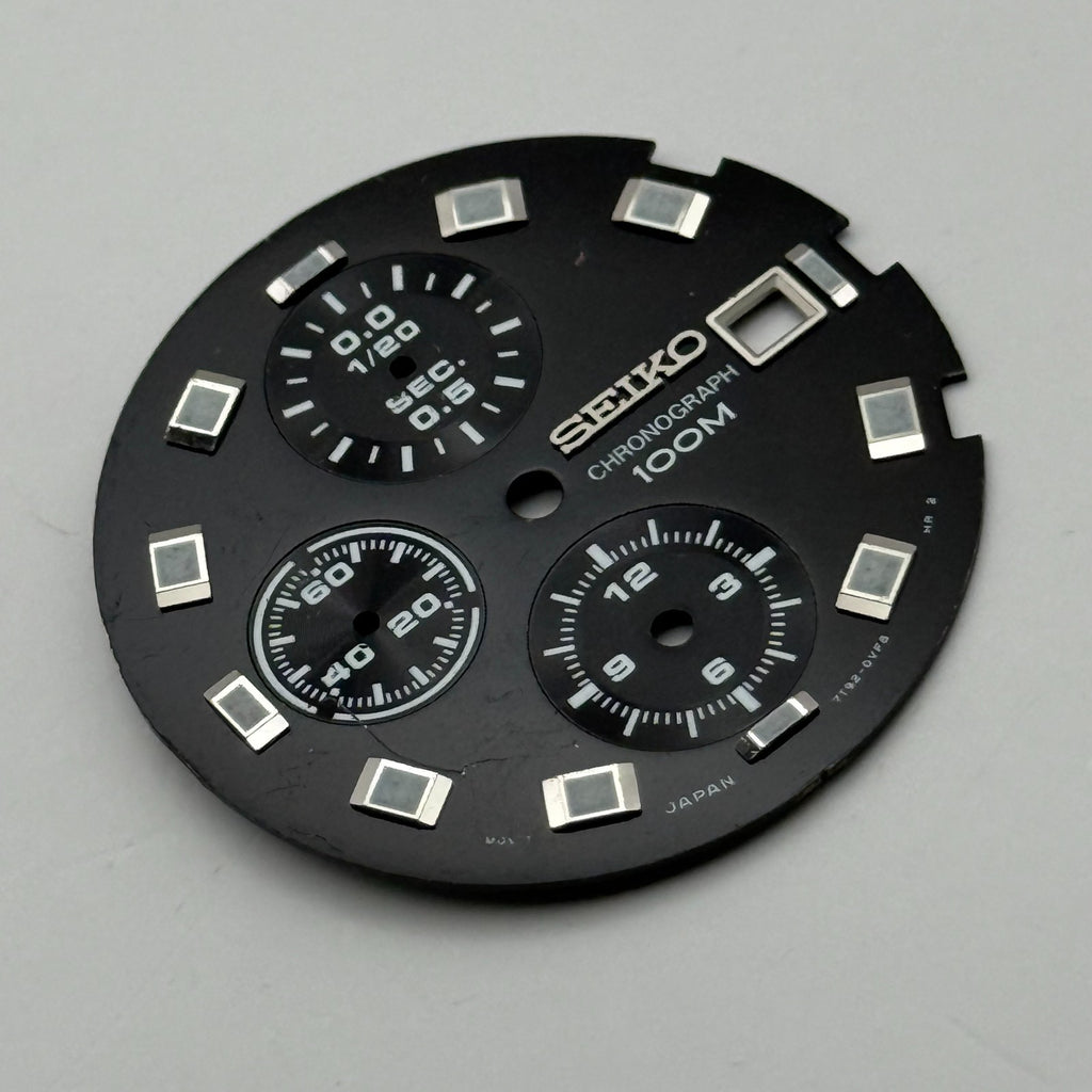 Seiko 7T92-0VF8 Watch Dial Chronograph 100M Black Spare Parts Repair 29.9mm