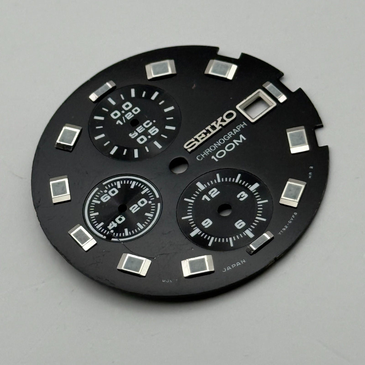 Seiko 7T92-0VF8 Watch Dial Chronograph 100M Black Spare Parts Repair 29.9mm