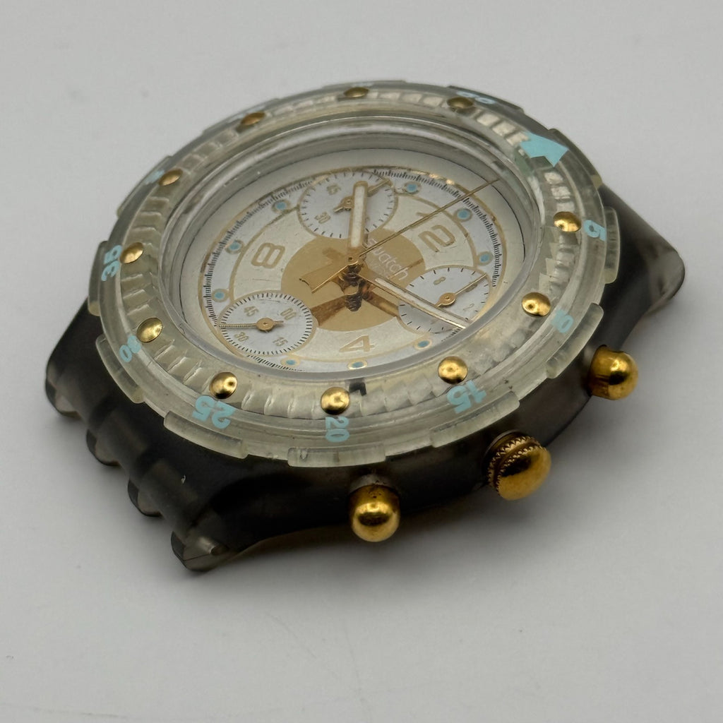 Vintage Swatch Aqua Chrono Watch SEM100 Golden Rivet 1995 ETA Quartz 40mm Parts