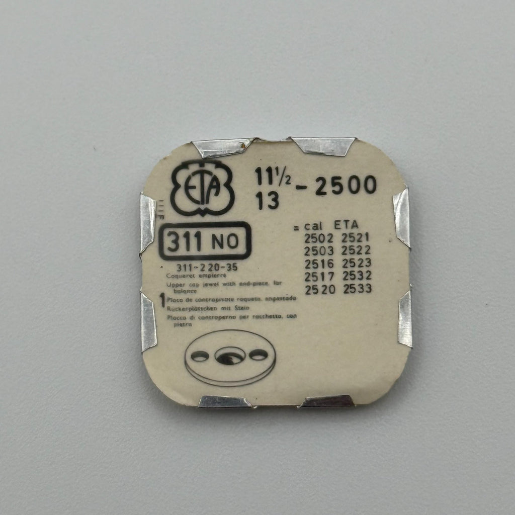 ETA 2500 Upper Cap Jewel With End Piece - 11 1/2-13 - 311 - NOS - Watch Parts