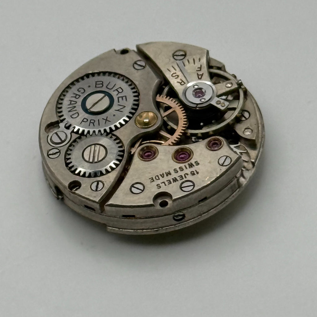Buren 337 Watch Movement Buren Grand Prix 15 Jewels Swiss Parts Repair 19.3mm