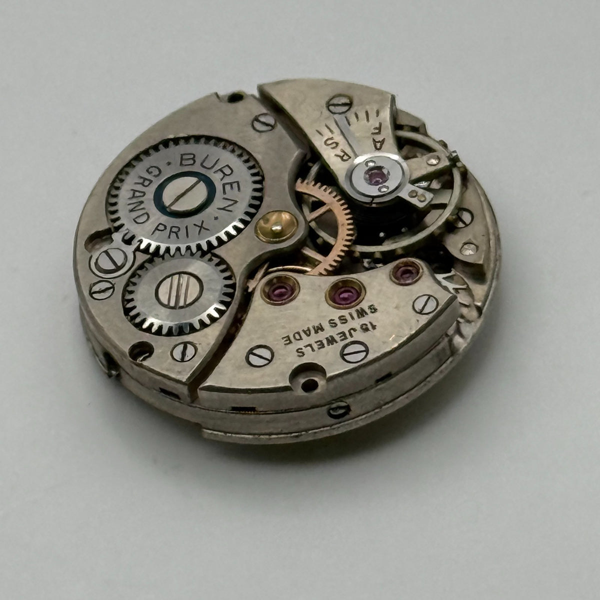 Buren 337 Watch Movement Buren Grand Prix 15 Jewels Swiss Parts Repair 19.3mm
