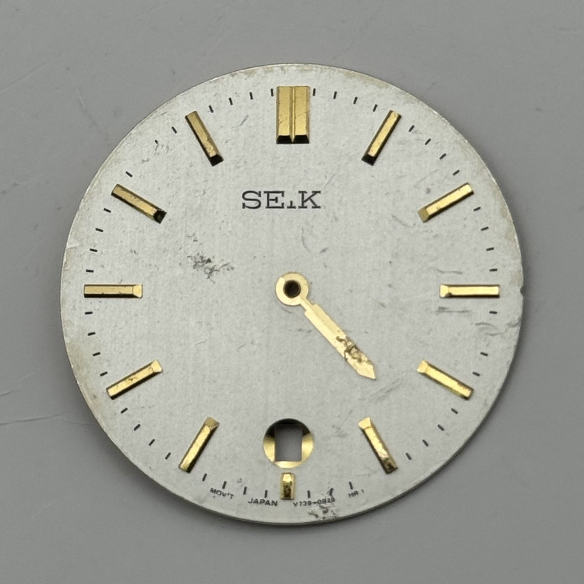 Seiko V709 Watch Dial Silver Japan Vintage Spare Parts Repair 28mm