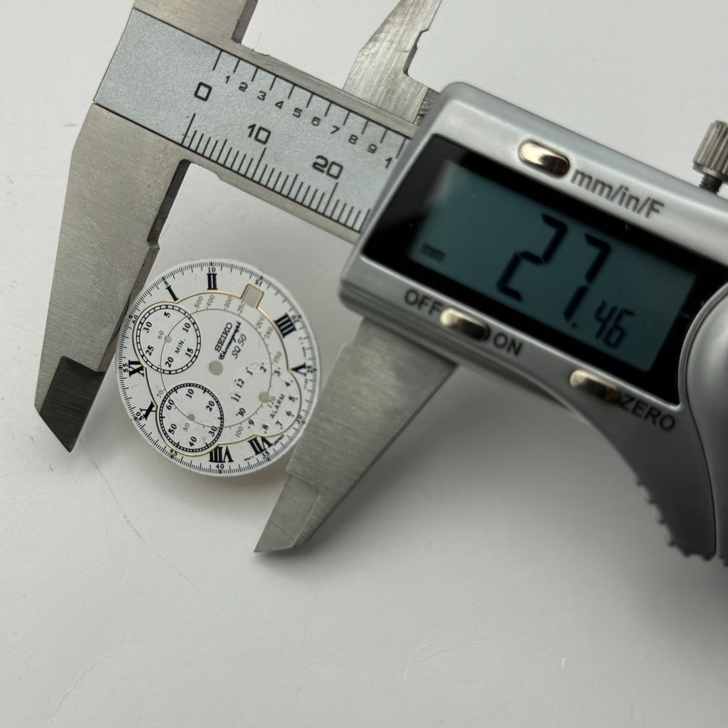 Seiko 7T32-7038 Watch Dial Chronograph Alarm SQ 50 Spare Parts Repair 27.4mm