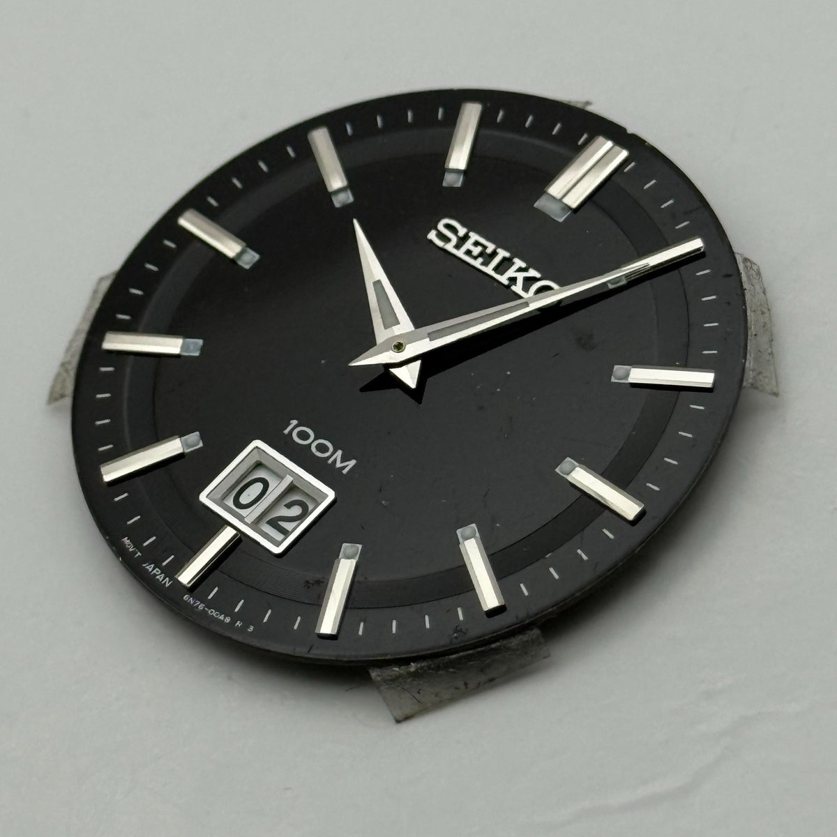 Seiko 6N76-00A8 Watch Dial 100M Black Japan Vintage Spare Parts Repair 32.9mm