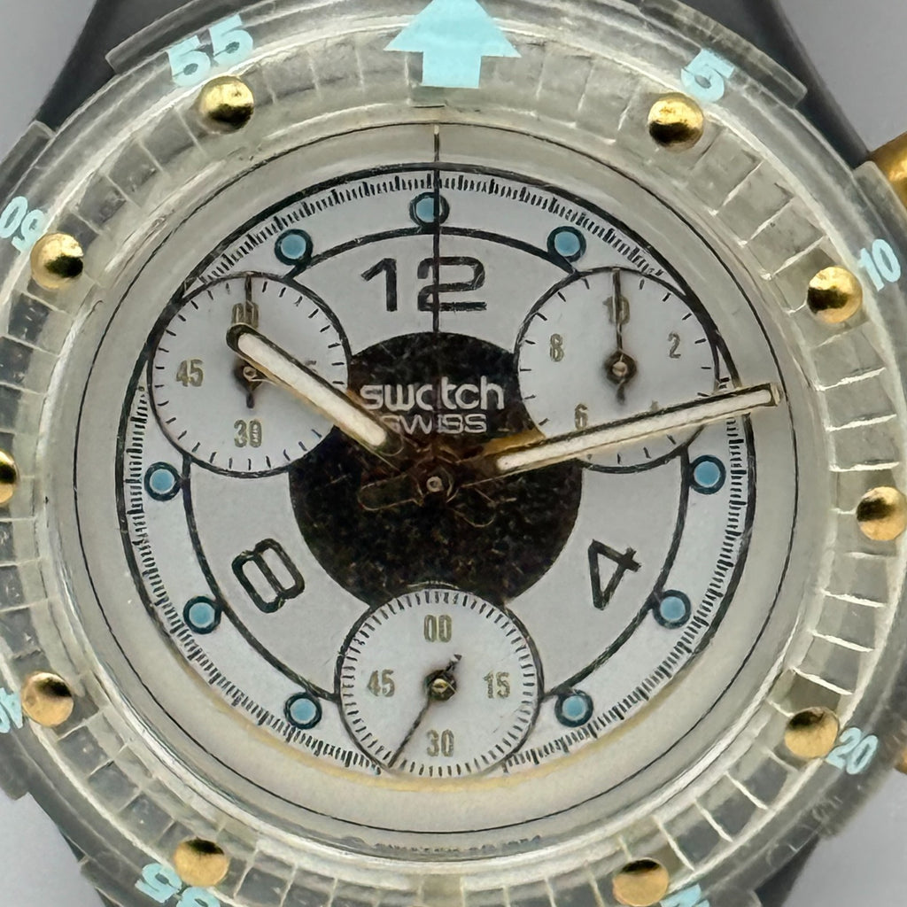 Vintage Swatch Aqua Chrono Watch SEM100 Golden Rivet 1995 ETA Quartz 40mm Parts