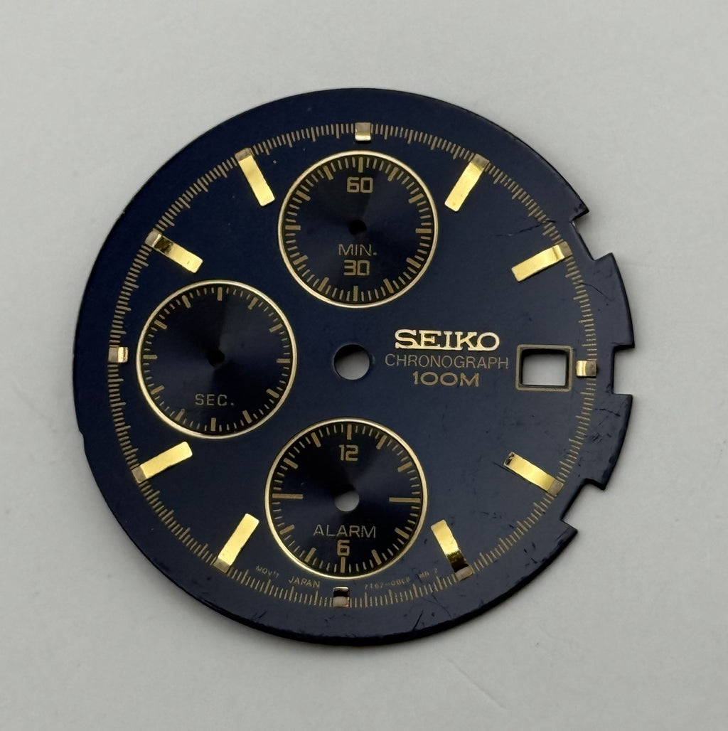 Seiko Watch 7T62-0BL8 Dial Chronograph Alarm 100M Black Spare Parts Repair 30mm