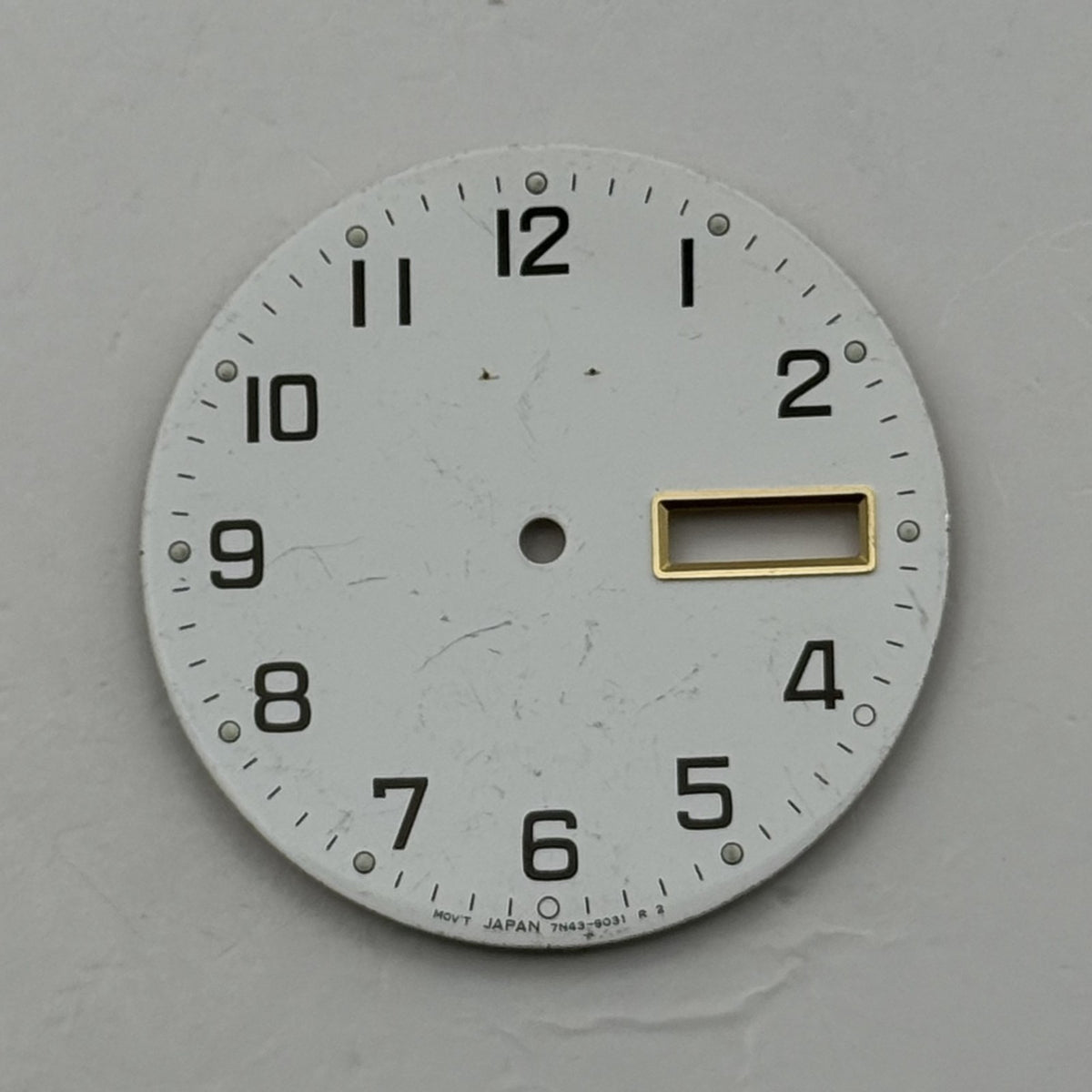 Seiko 7N43-9031 Watch Dial White Japan Vintage Spare Parts Repair 29.5mm
