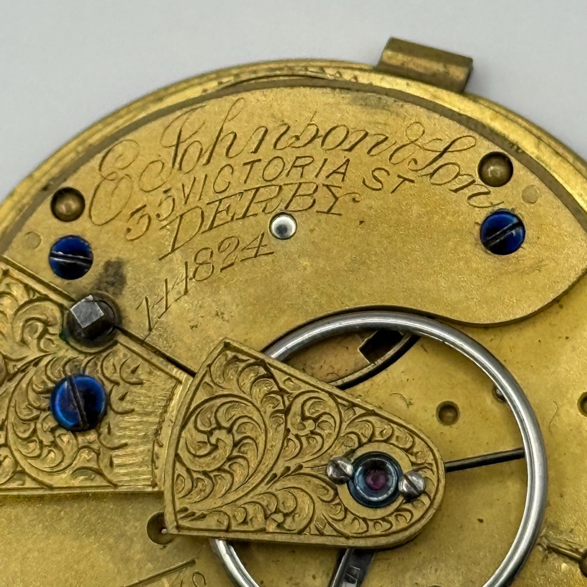 English Lever Pocket Watch Movement - E. Johnson & Son Derby - Parts / Repair