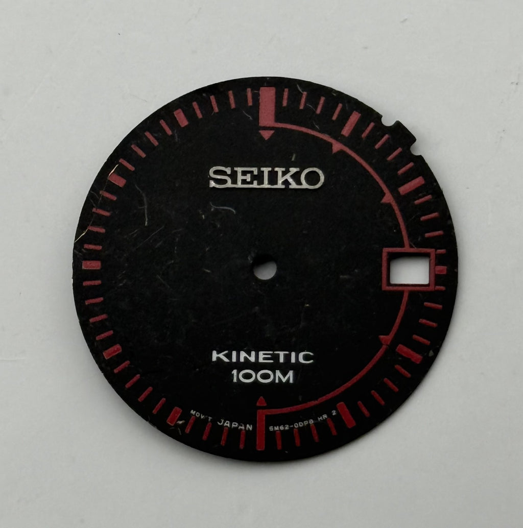 Seiko 5M62-0DP8 Watch Dial Kinetic 100M Black Japan Spare Parts Repair 27mm