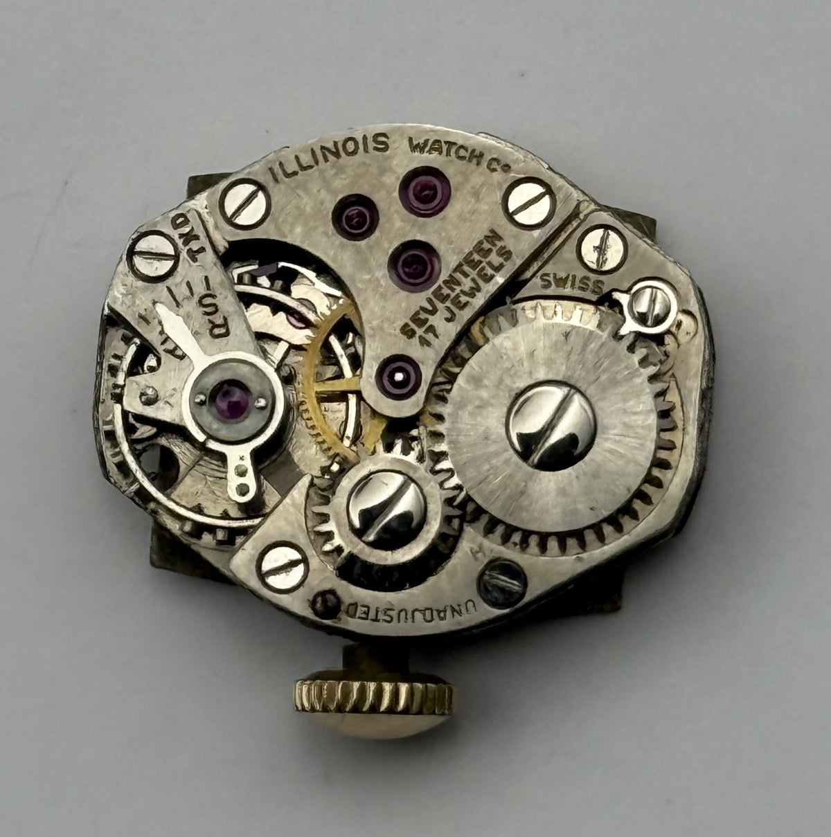 FHF 60 Watch Movement Running Hamilton Illinois Swiss Manual Wind Parts 15.3mm