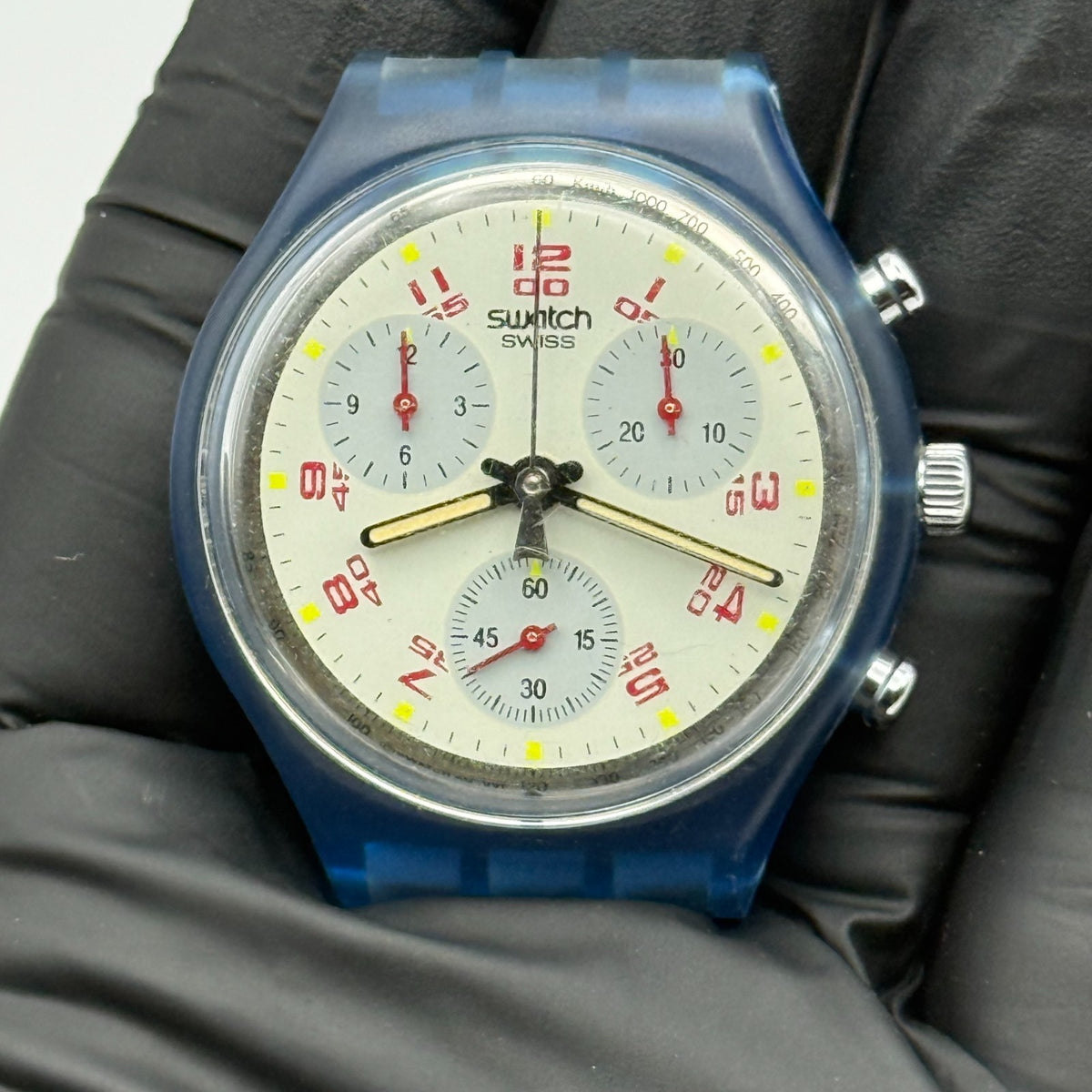 Vintage Swatch Chrono Watch SCN103 JFK 1991 ETA Quartz Swiss 40mm Parts Repair