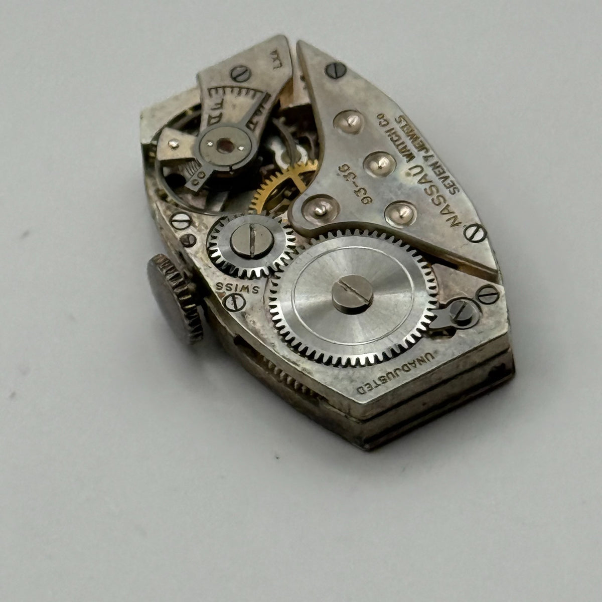 Nassau 93-36 Watch Movement 7 Jewels Swiss Manual Wind Parts Repair 14.3mm