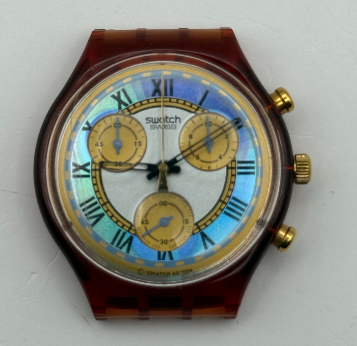 Vintage Swatch Chrono Watch SCF100 Romain 1994 ETA Quartz Swiss 40mm Parts 