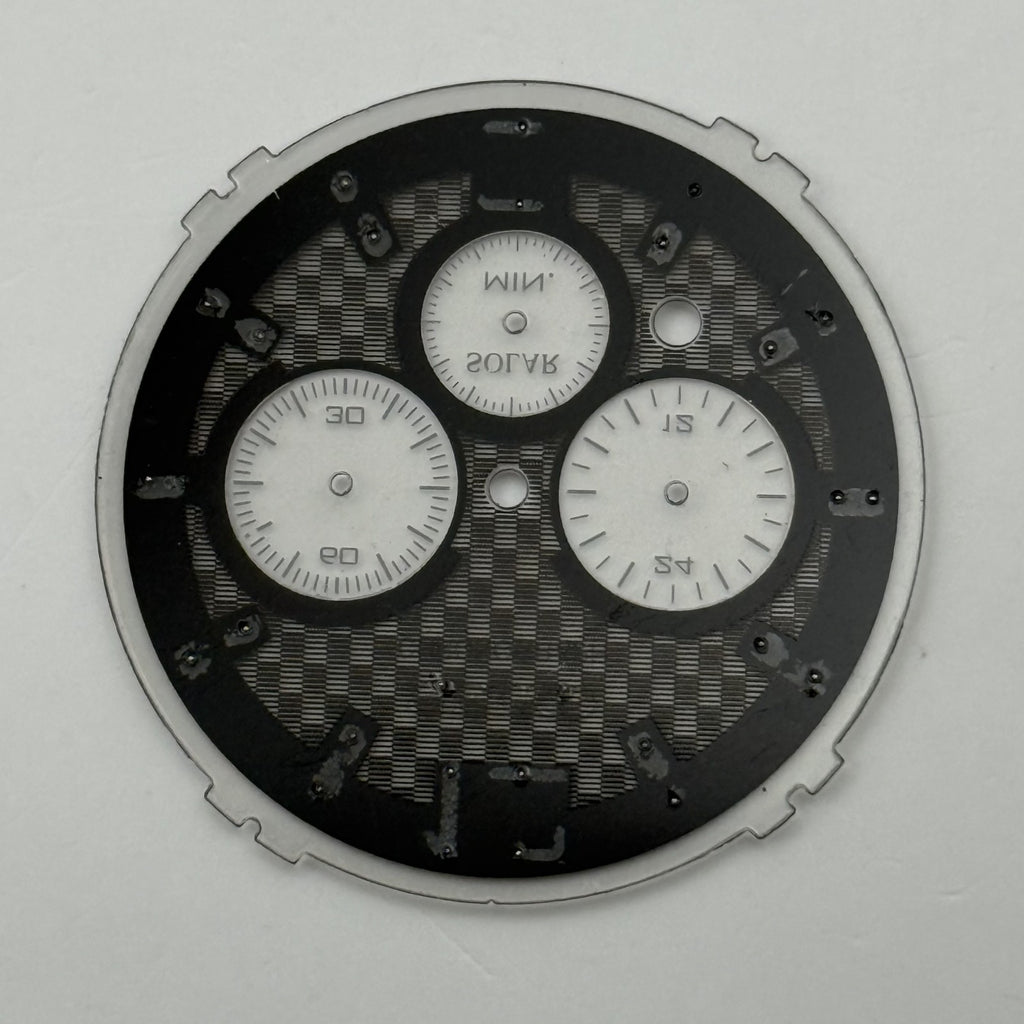 Seiko V175-0DY6 Watch Dial Chronograph Solar Black Spare Parts Repair 35.7mm