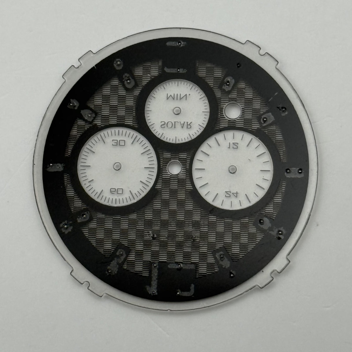 Seiko V175-0DY6 Watch Dial Chronograph Solar Black Spare Parts Repair 35.7mm
