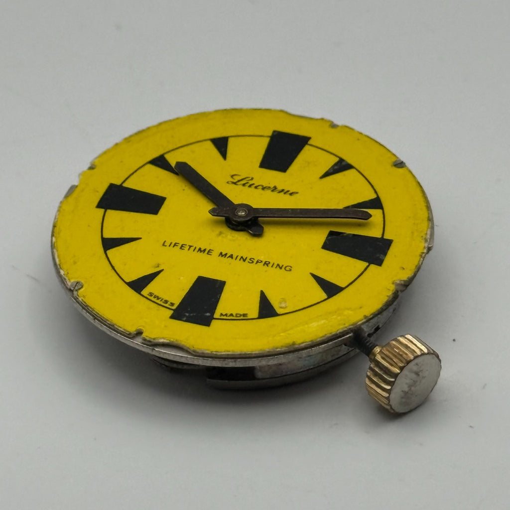Desa 320 Watch Movement Lucerne Black Yellow Dial Burgana Manual Parts 34.6mm
