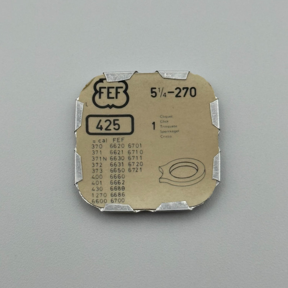 FEF 270 Click - 5 1/4 - 425 - New Old Stock - Watch Parts