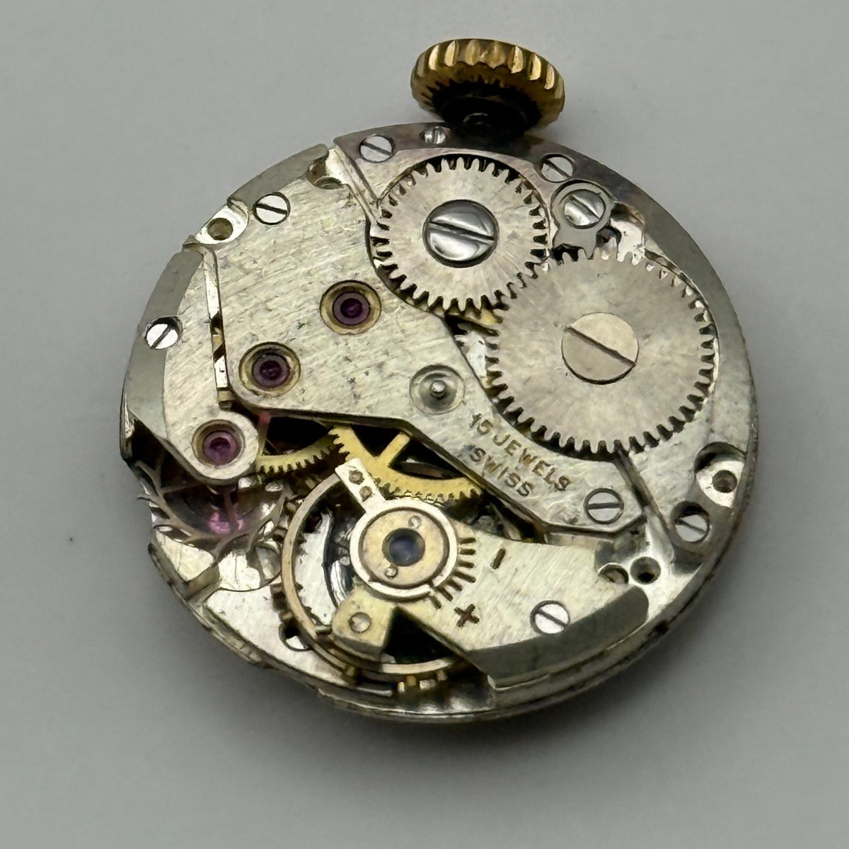 Technos Watch Movement 15 Jewels Swiss Manual Wind Vintage Parts Repair 19.6mm