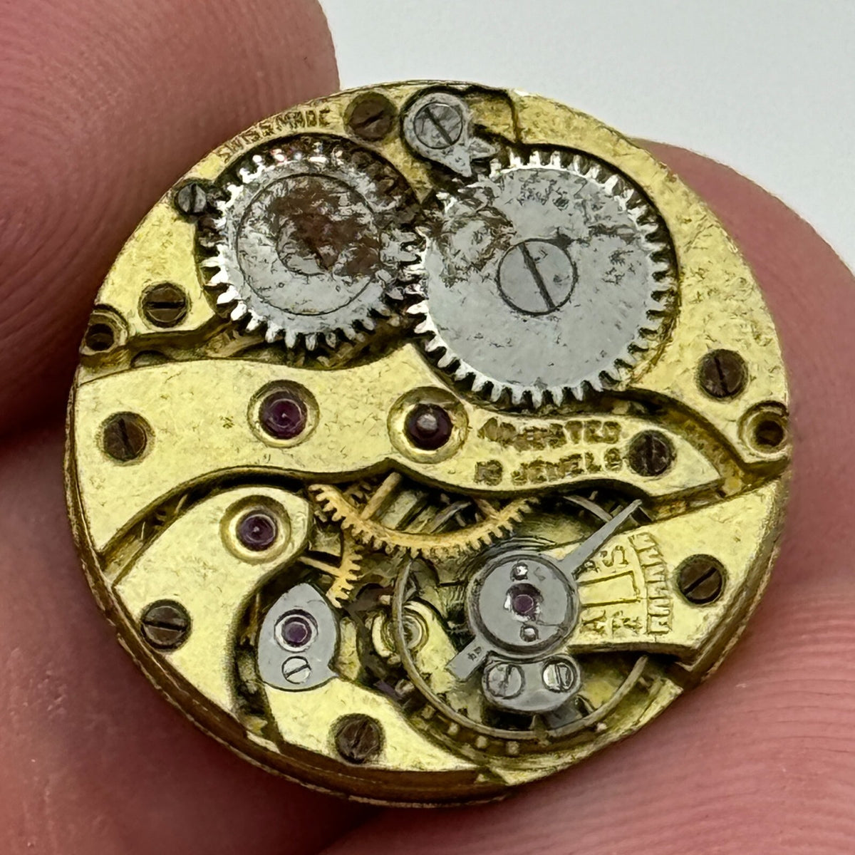 Mappin 18 Watch Movement Jewels Sub Seconds Manual Wind Parts 19.8mm