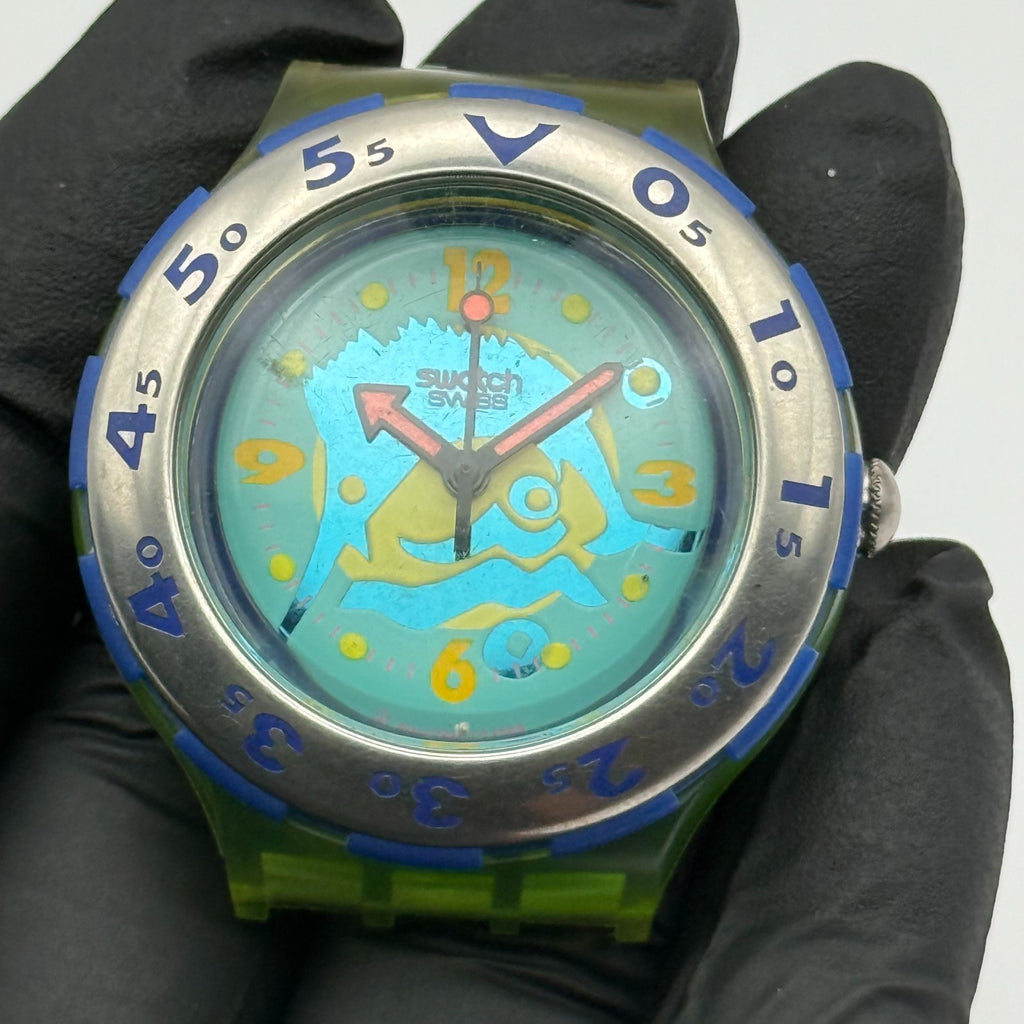 Vintage Swatch Scuba 200 Watch SDG101 Swordfish 1993 ETA Quartz Swiss 40mm Parts