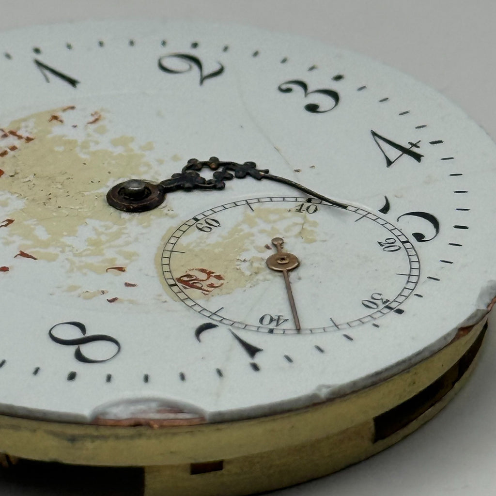 ABC Pocket Watch Movement Running Open Face 24 Hour Dial Parts Repair 40mm