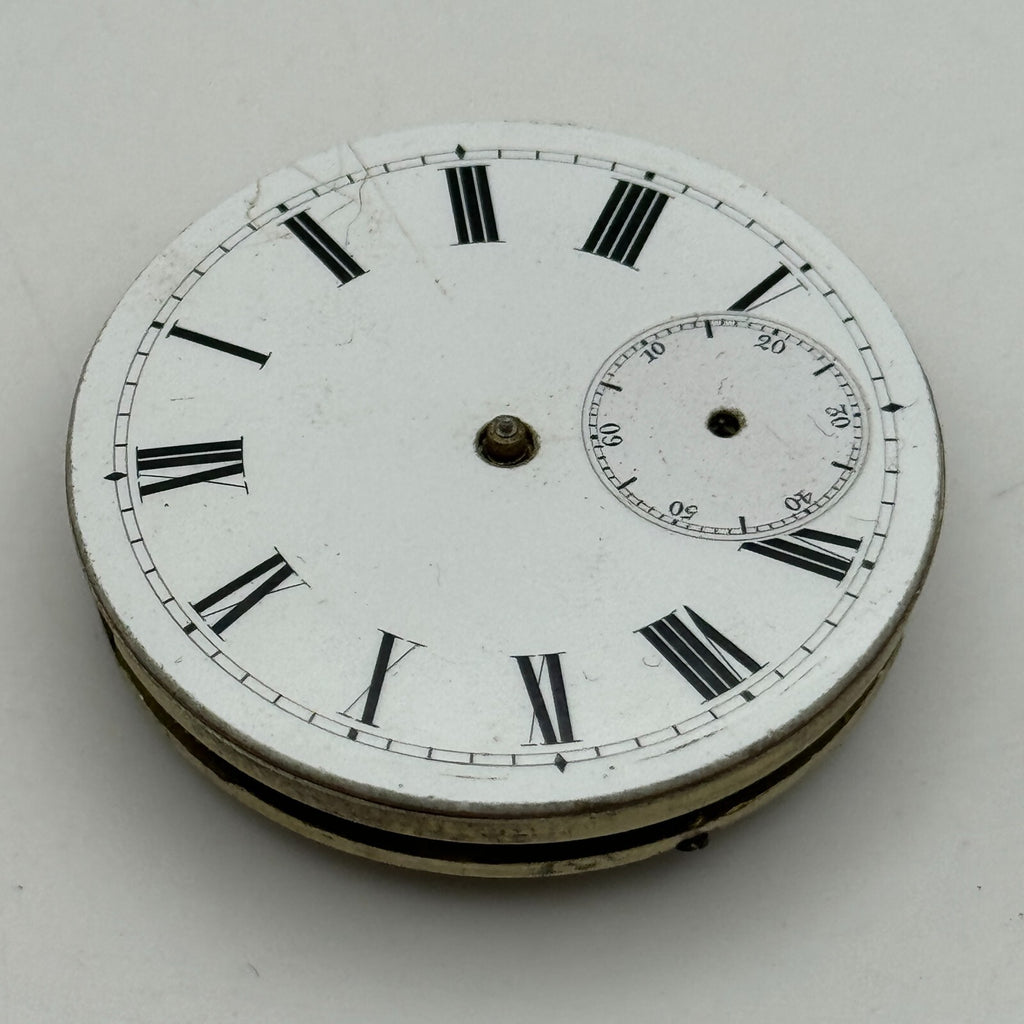 Antique Key Wound Pocket Watch Movement Dial Parts Repair Spares 38.6mm