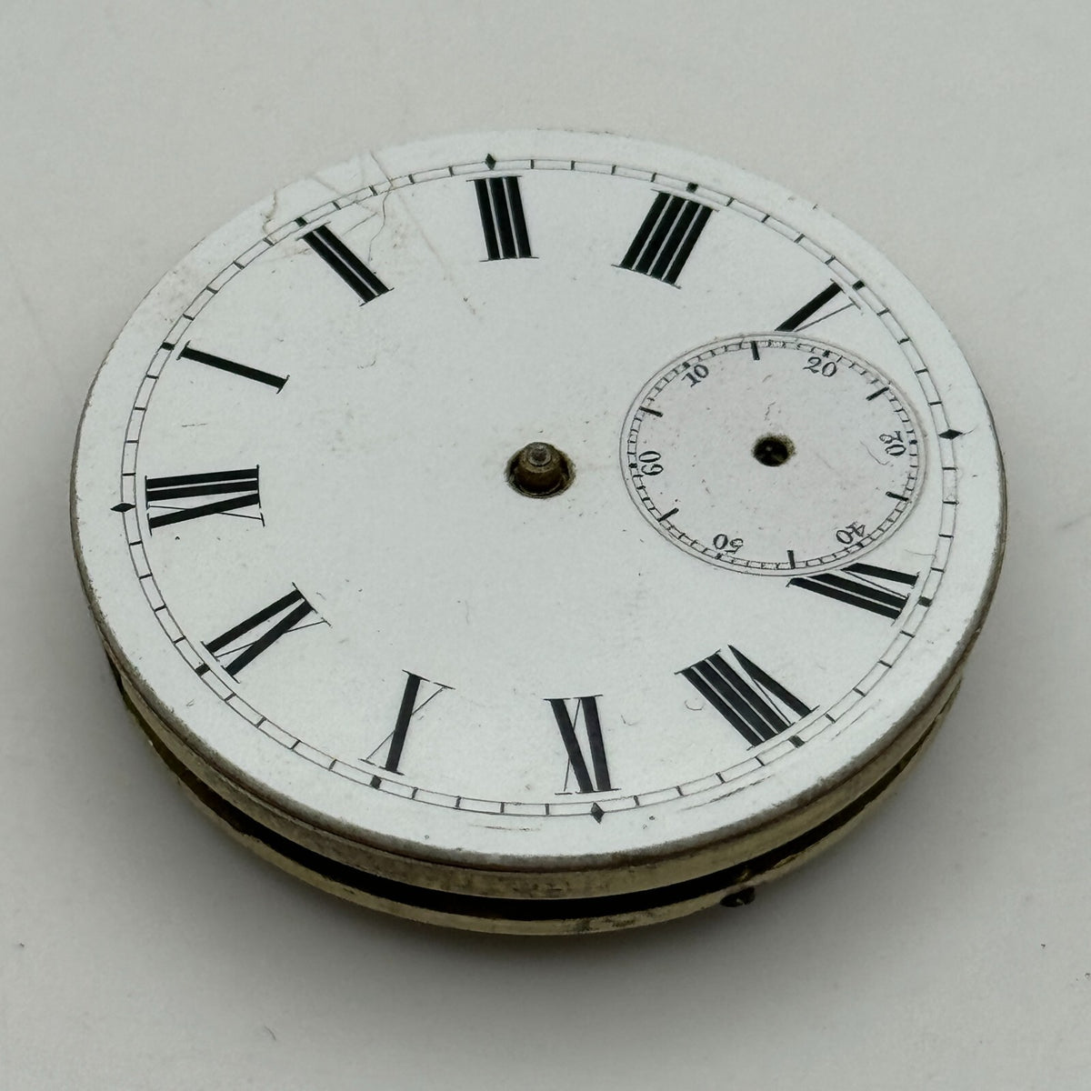 Antique Key Wound Pocket Watch Movement Dial Parts Repair Spares 38.6mm