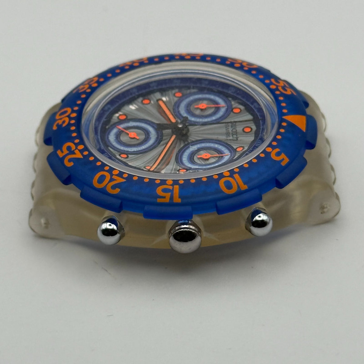 Vintage Swatch Aqua Chrono Watch SBK100 Silver Moon 1994 Swiss 45mm Parts Repair