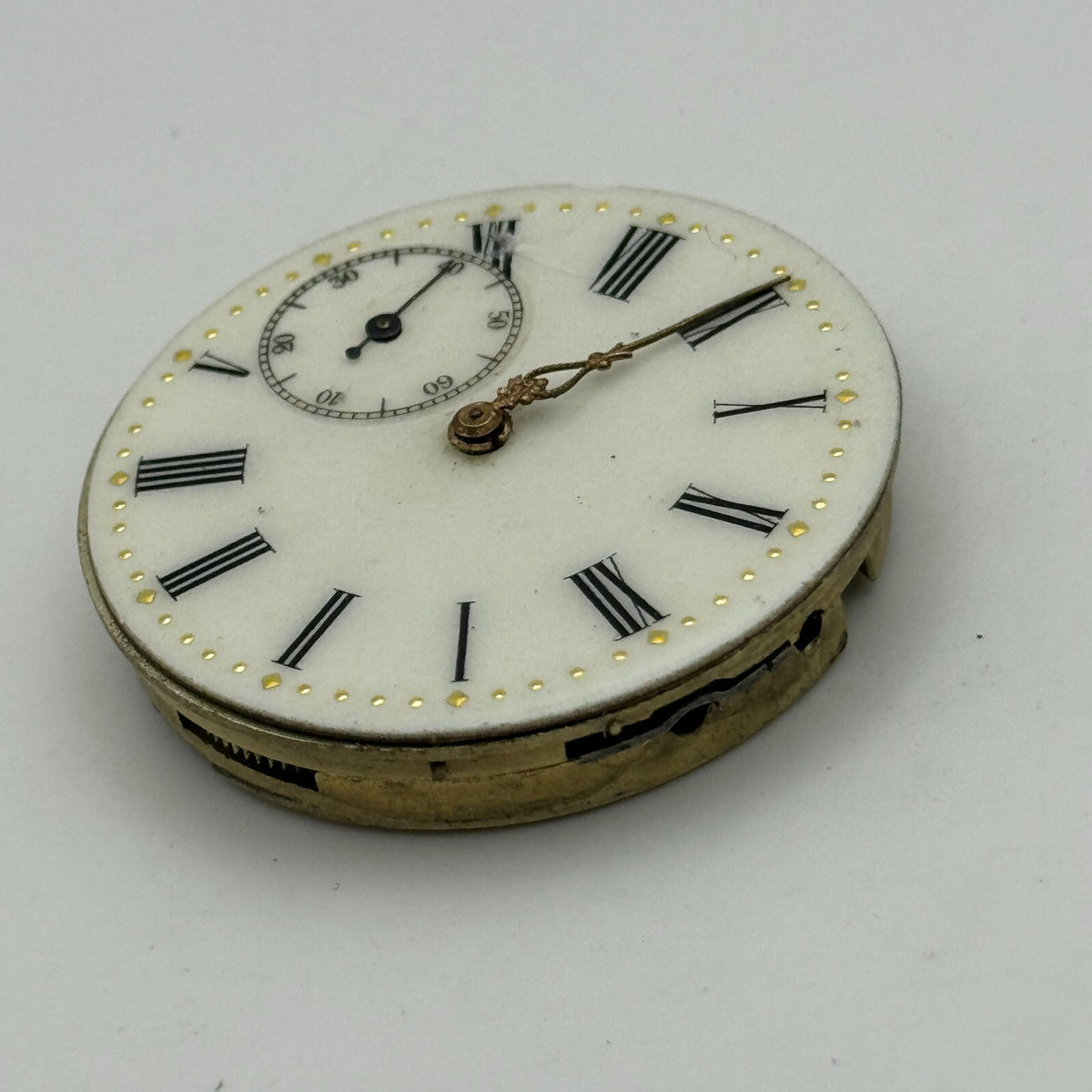 Open Face Cyrus GT Antique Pocket Watch Movement - For Parts / Repair - 40.9mm