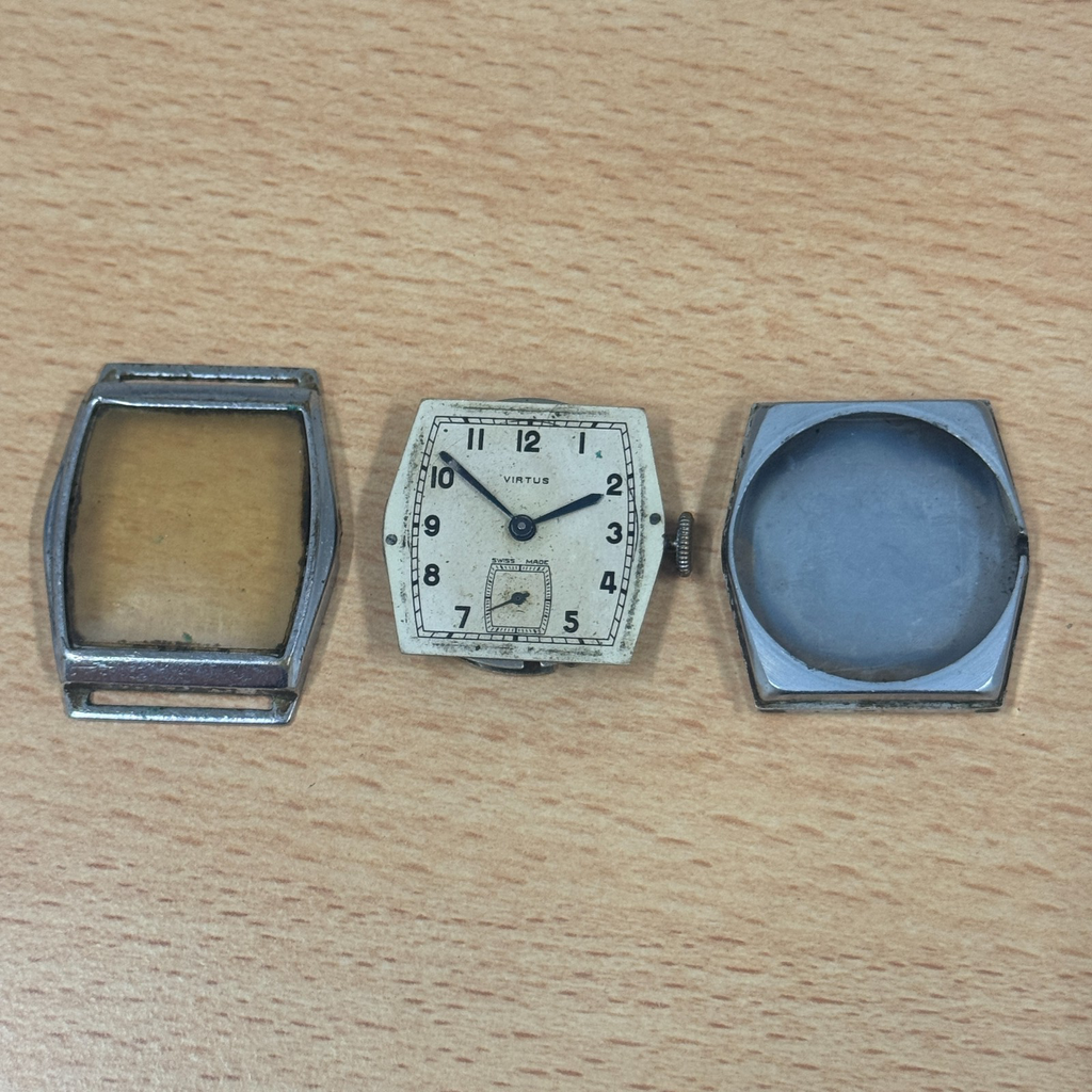 Virtus Tank Watch - Vintage Men's - Sub Seconds Dial - Spares / Repairs - 29mm