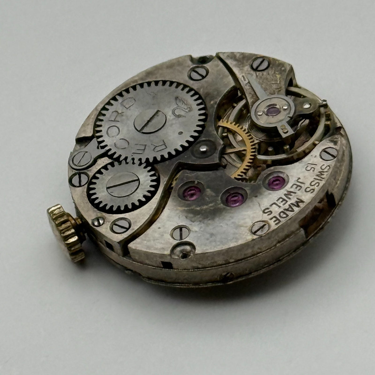 Record Watch Movement 15 Jewels Swiss Vintage Manual Wind Parts Repair 19.6mm