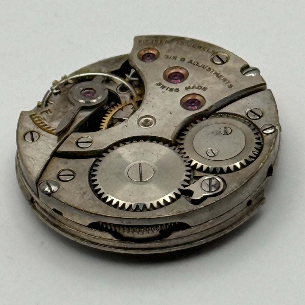 Meridian Regd Watch Movement 15 Jewels 6 Adjustments Manual Wind Parts 23.6mm