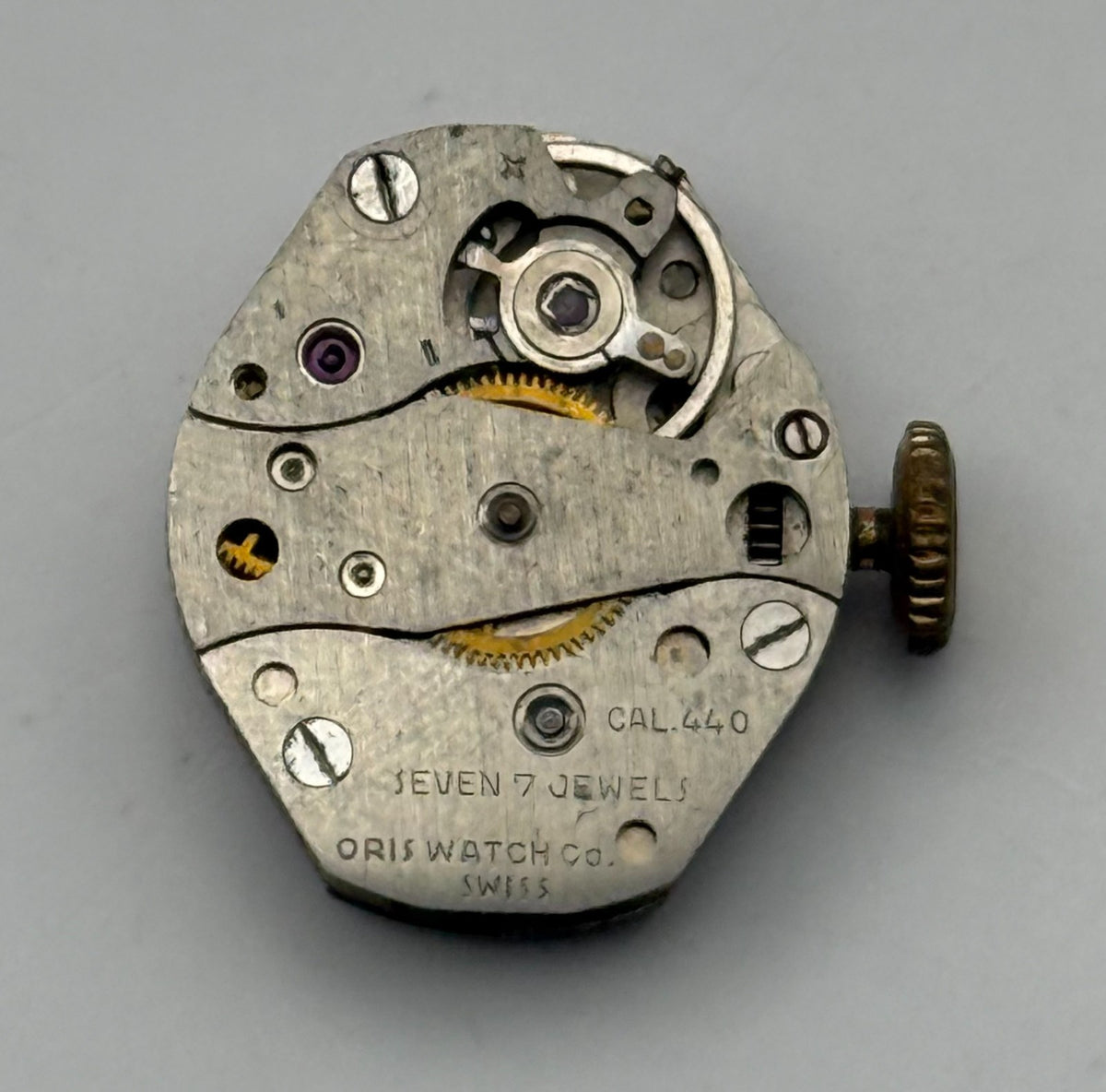 Oris 440 Watch Movement 7 Jewels Swiss Manual Wind Vintage Parts Repair 15.2mm