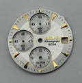 Seiko 7T62 Watch Dial Chronograph Alarm 50M Silver Tone Spare Parts Repair 27mm