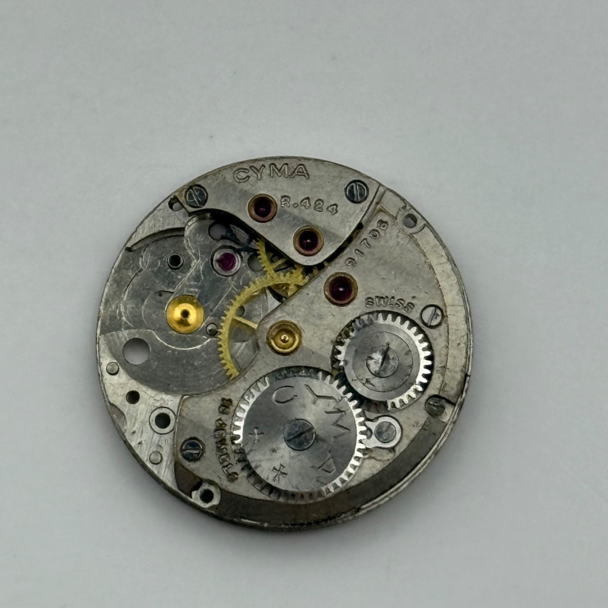 Cyma R.424 Watch Movement - For Parts / Repair - 19.6mm