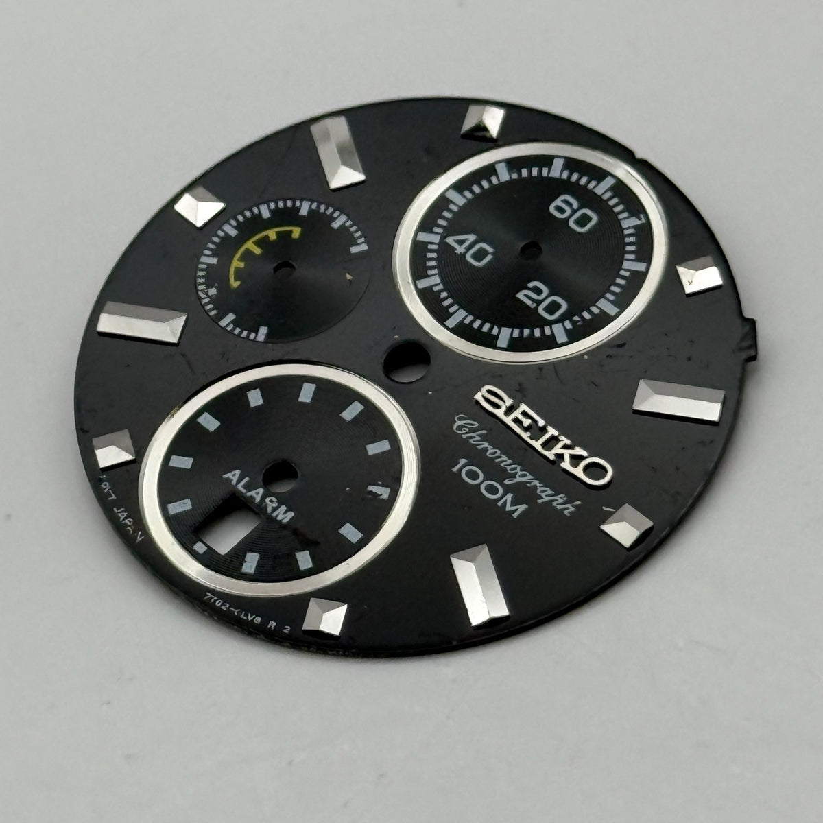 Seiko 7T62-0LV8 Watch Dial Chronograph 100M Black Spare Parts Repair 27.4mm