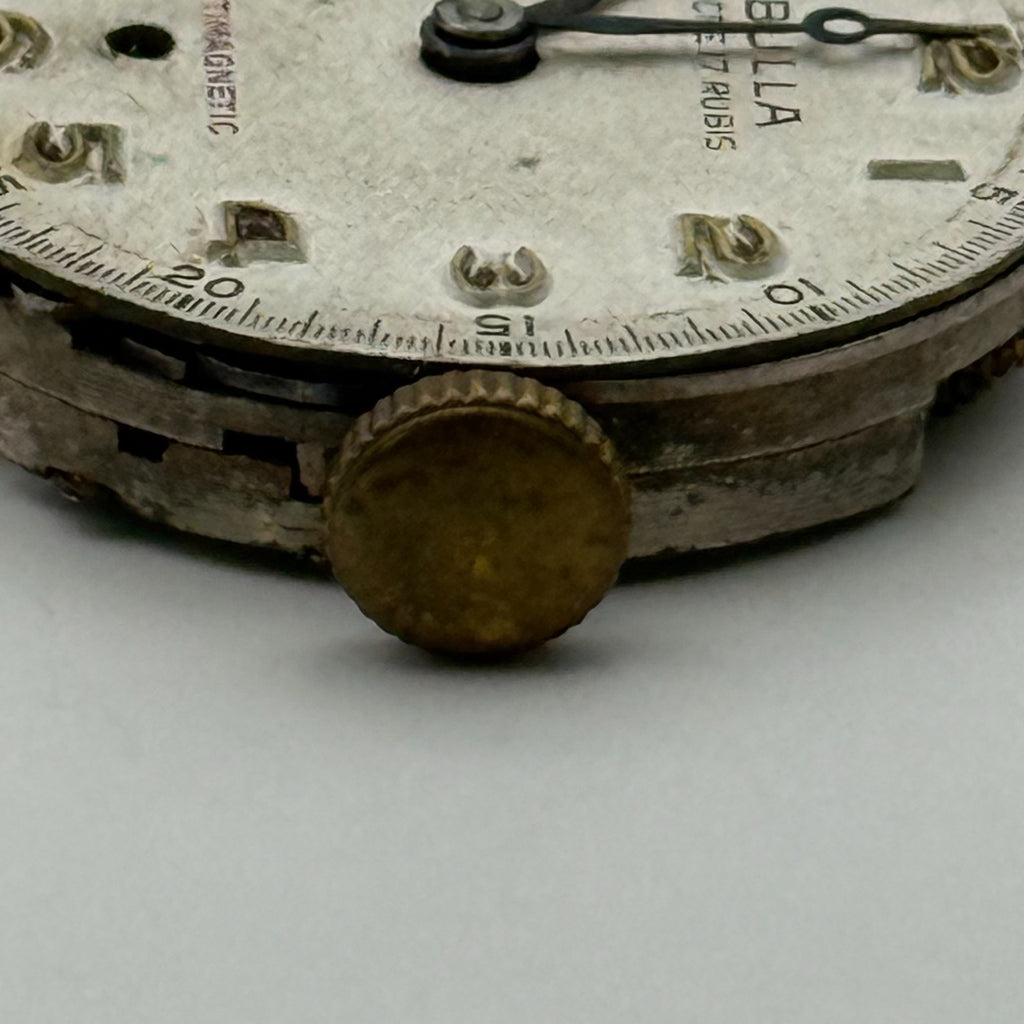 Bulla Watch Movement 17 Rubis Antimagnetic Manual Wind Vintage Parts Repair 22mm