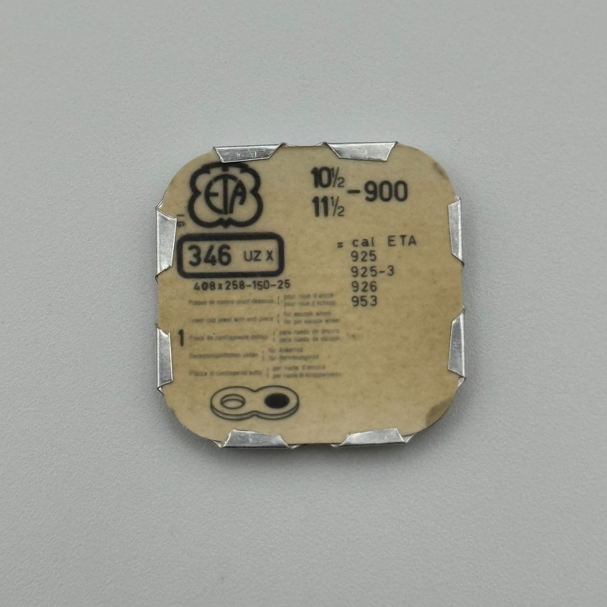 ETA 900 Lower Cap Jewel With End Piece - 10 1/2-11 1/2 - 346 - NOS - Watch Parts