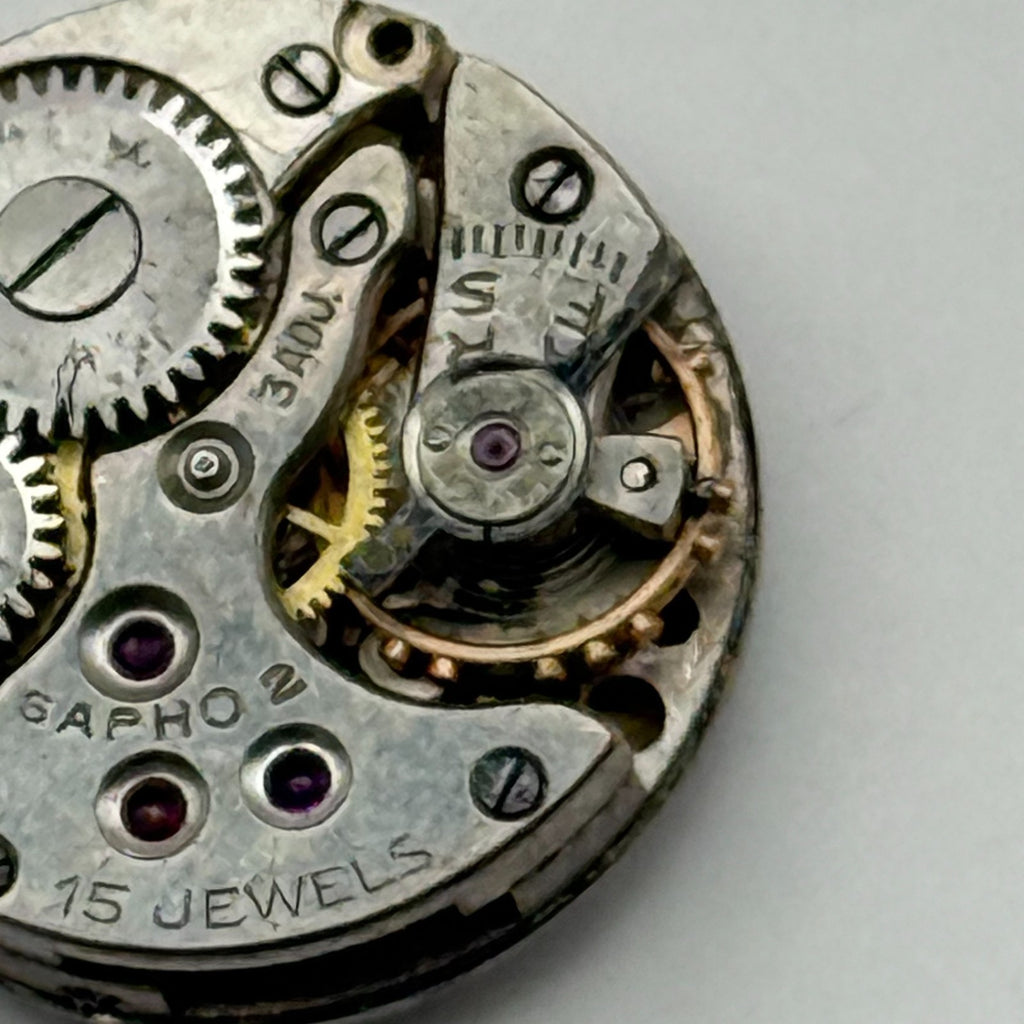 Sapho 2 Watch Movement - 15 Jewels 3 ADJ. - For Parts / Repair - 15.1mm