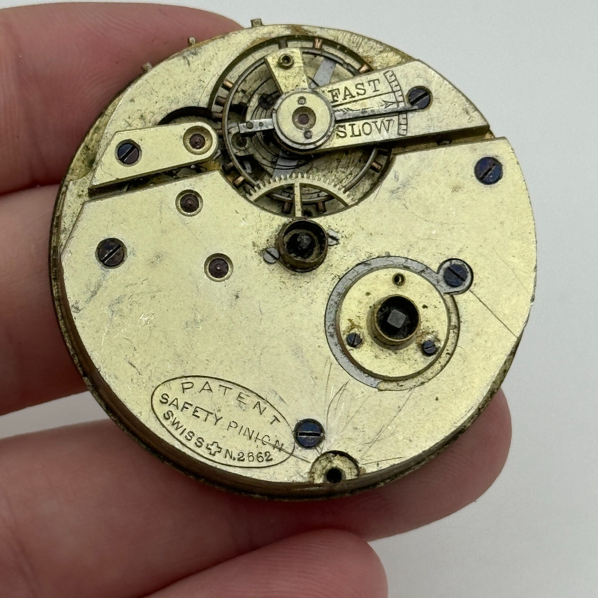 Antique Pocket Watch Movement Henry E Peck Patent 2622 Safety Pinion Part 45.1mm