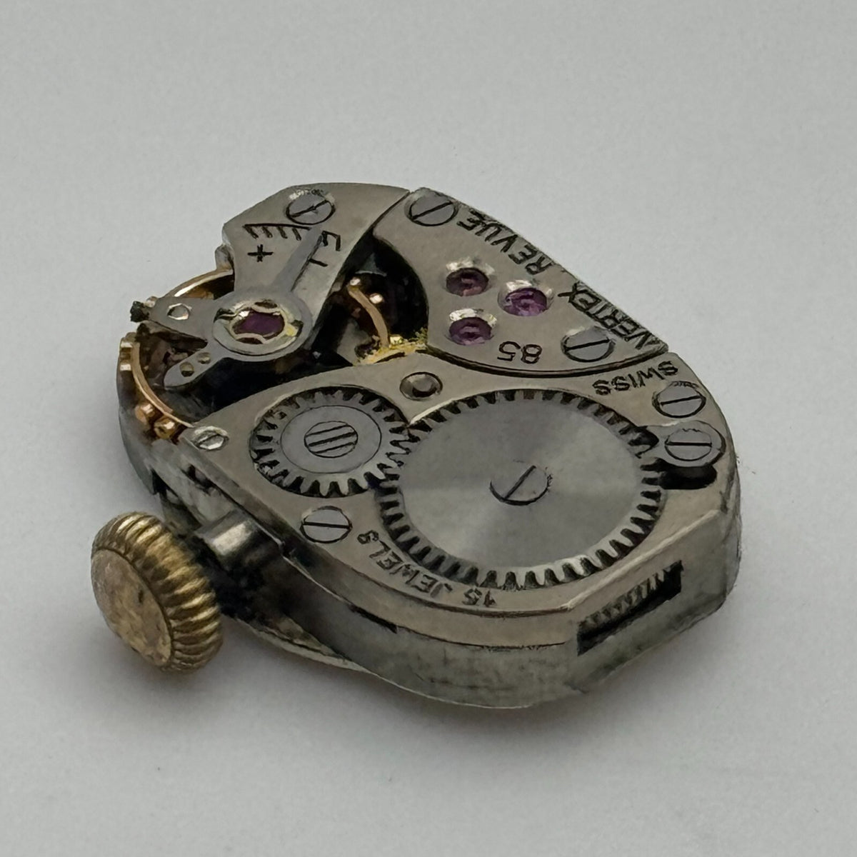 Vertex Revue 85 Watch Movement Running Manual Wind 15 Jewels Swiss Parts 12.7mm