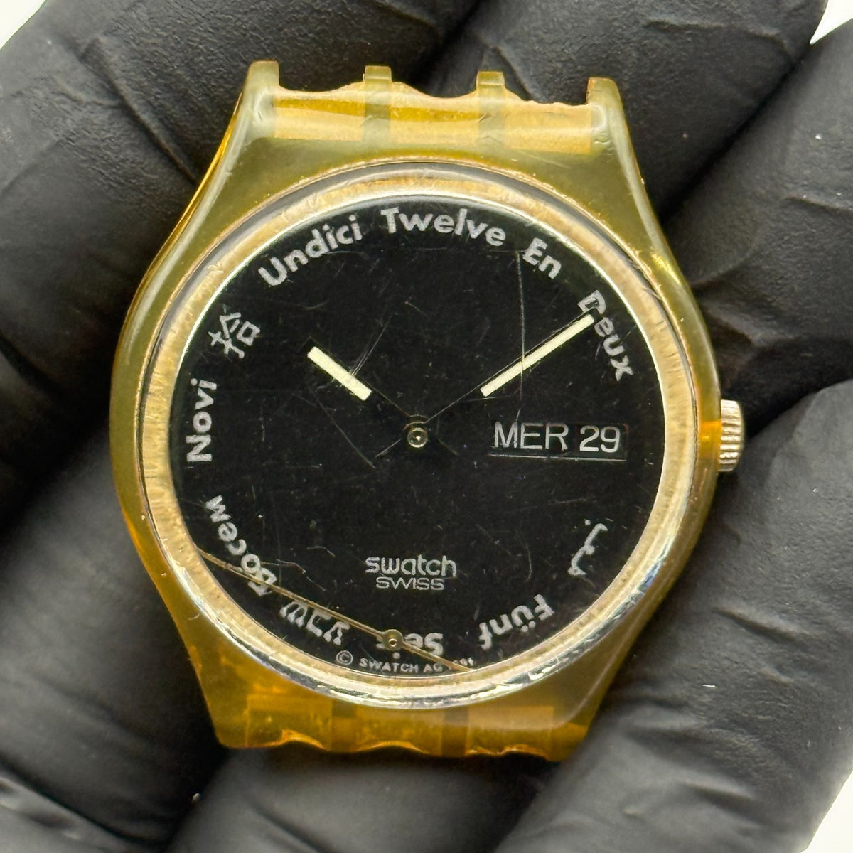 Vintage Swatch Gent Watch GK703 Gutenberg 1991 Date Dial ETA Quartz 33mm Parts 