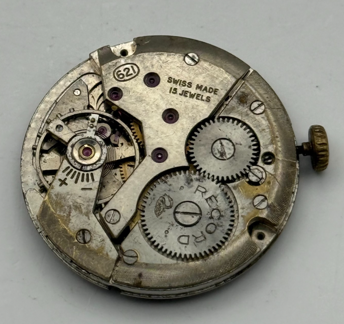 Record 620 Watch Movement - 15 Jewels - For Parts / Repair - 27mm