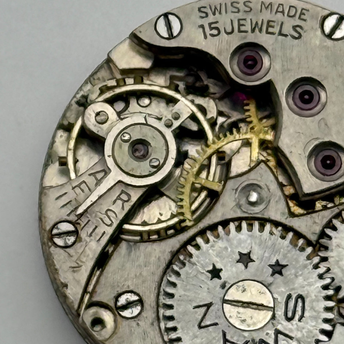 Unidentified Watch Movement Swan 15 Jewels Swiss Manual Wind Parts Repair 19.7mm