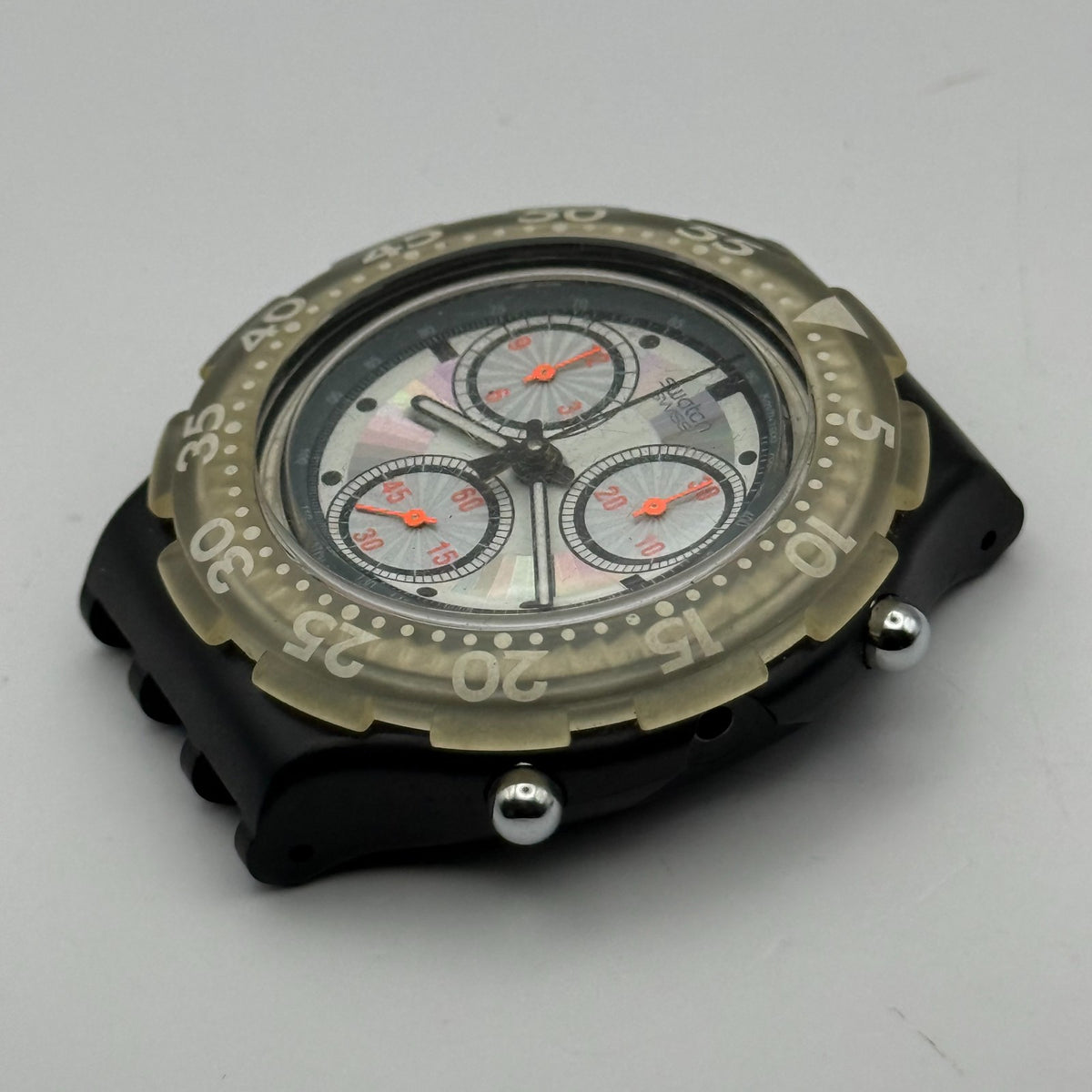 Vintage Swatch Aqua Chrono Watch SBB100 Black Rudder 1992 ETA Quartz 43mm Parts 