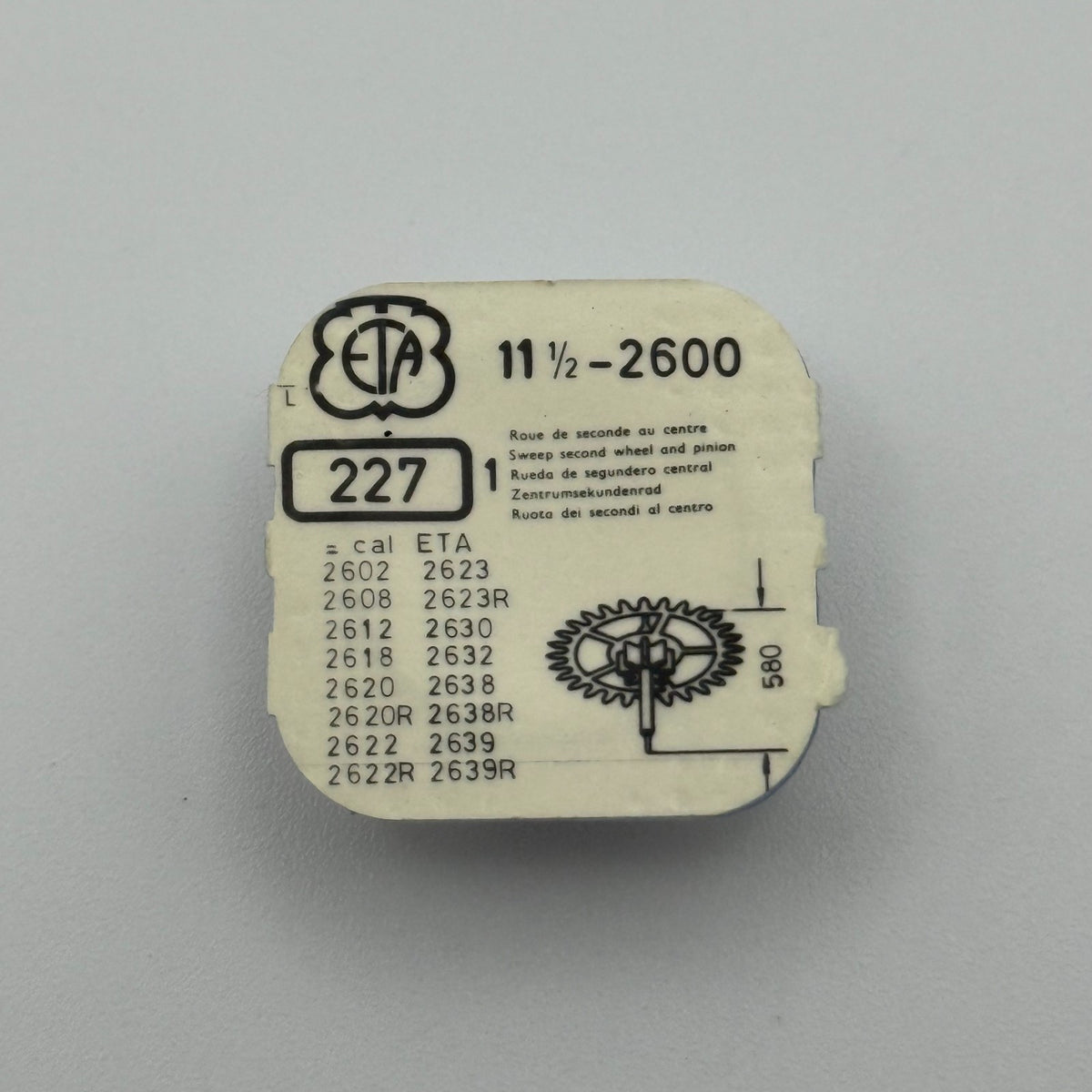 ETA 2600 Sweep Second Wheel & Pinion - 11 1/2 - 227 - NOS - Watch Parts