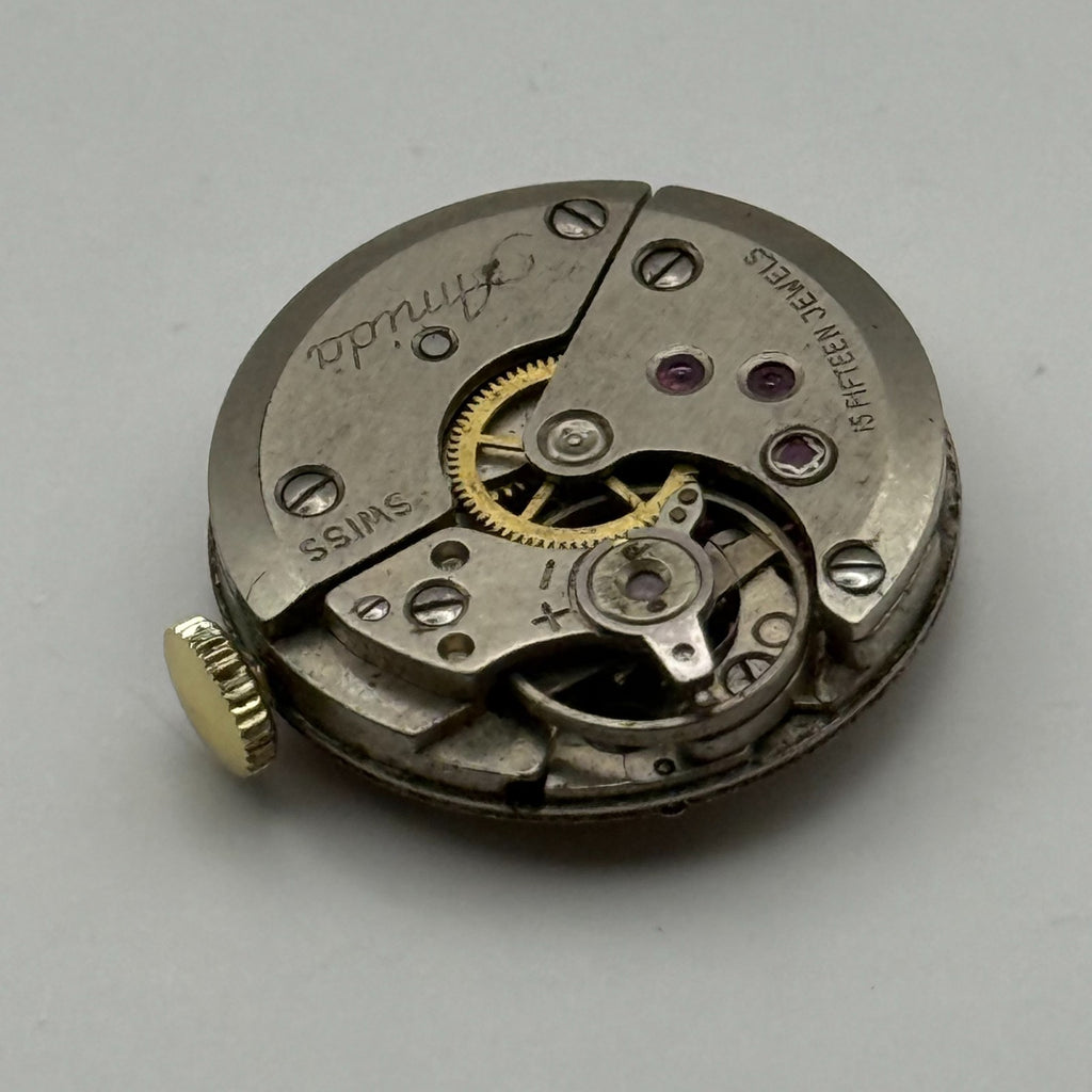 Amida 585 Watch Movement 15 Jewels Swiss Manual Wind Vintage Parts Repair 18.3mm